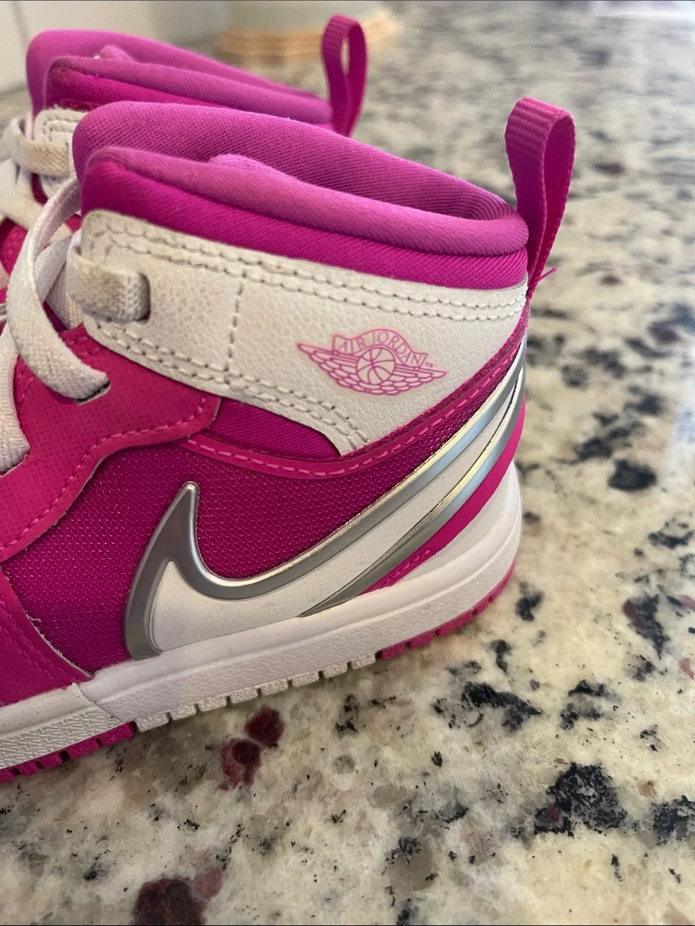 Nike Little Toddler Size 7 Hot Pink and White High-Top Sneakers with Velcro
